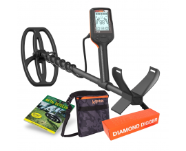 Quest X5 Beginners Bundle from Joan Allen includes Quest X5 metal detector, digging tool, camo finds bag and beginners guide to metal detecting